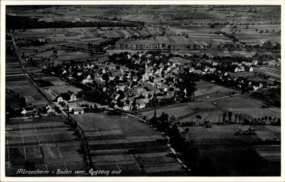 Postcard Münzesheim Kraichtal in Baden, aerial photograph