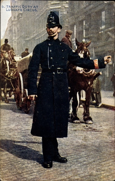 Ak London City, Traffic Duty at Ludgate Circus, Verkehrspolizist