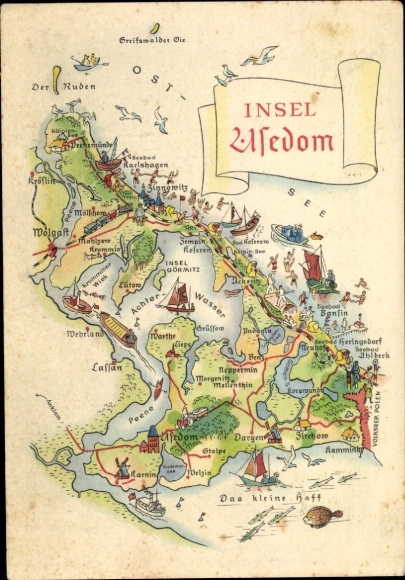 Mapy KP Island Uznam, Zinnowitz, Heringsdorf, Bansin, Wolgast, Lassan