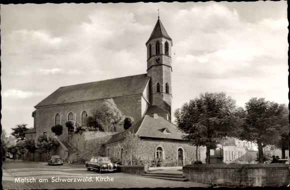 Postcard Malsch in Baden, church