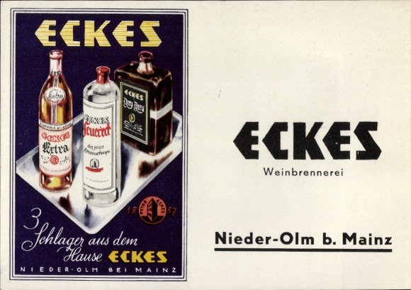 Postcard advertising, alcohol, Eckes, wine distillery, Nieder-Olm