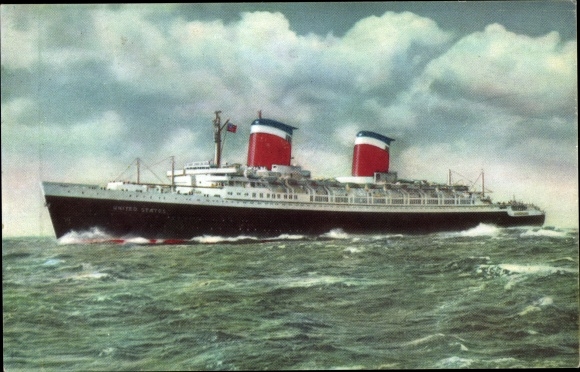 Postcard Steamer SS United States, steamship, United States Lines, USL