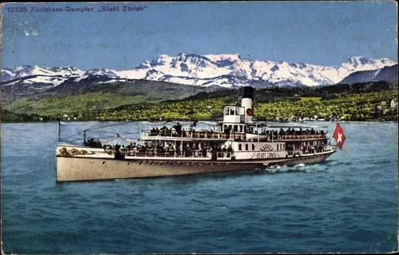 Ansichtkaart Zürichsee Kanton Zürich, Dampfer Stadt Zürich