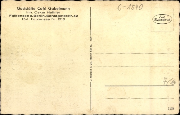KP Falkensee ur. Berlin, Gasthof Gabelmann, Schlageterstrasse 42