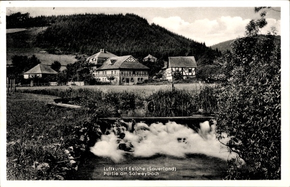 Postcard Eslohe in Sauerland, on the Salweybach, half-timbered houses