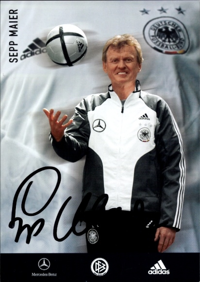 Autogrammkarte Torwarttrainer und Fußballer Sepp Maier, Deutsche Nationalmannschaft, Autogramm