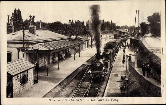 Ak Le Vésinet Yvelines, La Gare du Pecq, Eisenbahn