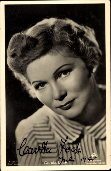 Postcard actress Carsta Löck, portrait, Ufa Film, Ross Verlag A 2521 1
