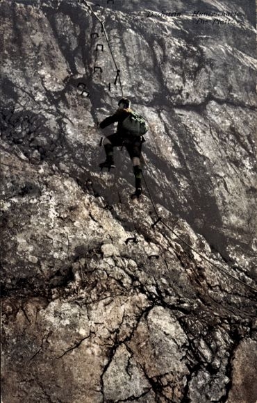 Postcard Bergwand, climber