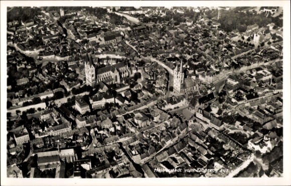 Postcard Halberstadt am Harz, aerial photograph