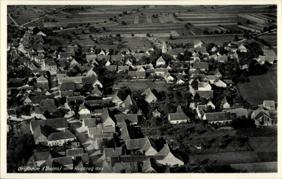 Postcard Grissheim Grißheim Neuenburg am Rhein Baden, aerial photograph
