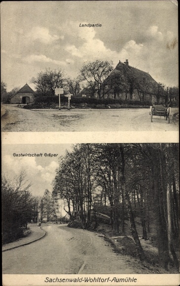 Ak Sachsenwald Wohltorf Aumühle in Lauenburg, plattelandsuitje, herberg Gräper