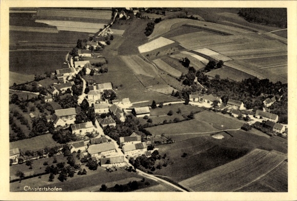 Postcard Christertshofen Buch in Swabia, aerial photograph of the village