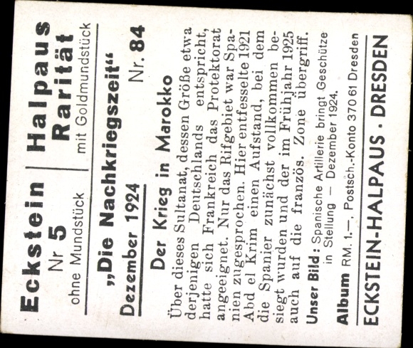 Collector's picture The post-war period No. 84, December 1924, The war in Morocco, Spanish artillery