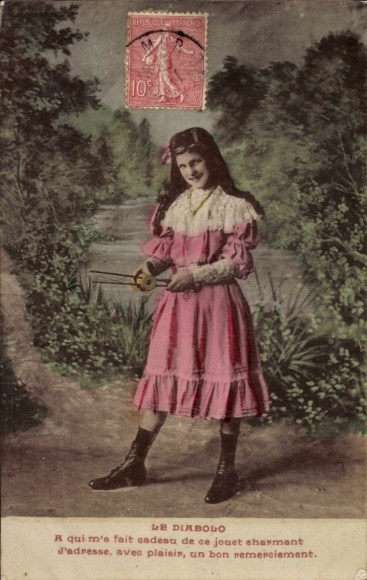 Ak Mädchen mit Diabolo, Porträt