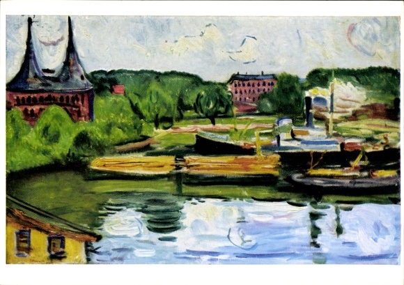 Künstler Ak Munch, Edvard, Lübecker Hafen mit Holstentor