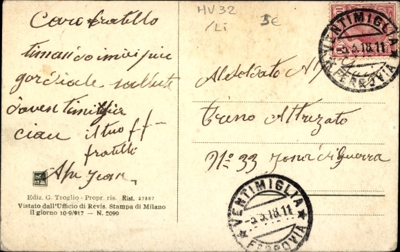 Postcard Ventimiglia Liguria, Forte S. Paolo and Bersaglieri barracks