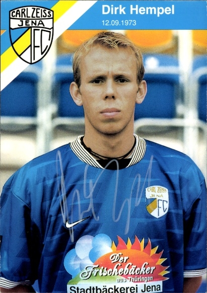Handtekeningkaart voetballer Dirk Hempel, FC Carl Zeiss Jena, handtekening