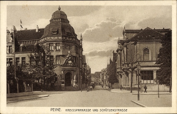 Postcard Peine in Lower Saxony, Kreissparkasse, Schützenstraße