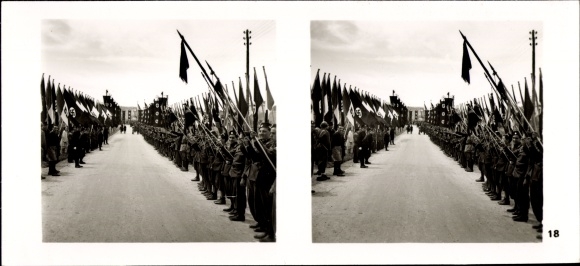 Stereo Photo Hitler Mussolini, The Fuhrer&#39;s State Visit to Italy, No. 18 Santa Marinella
