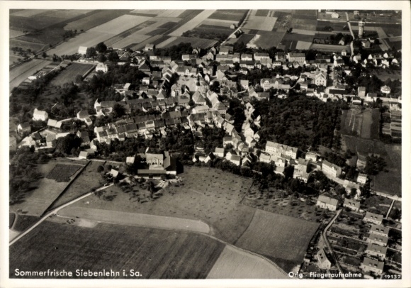 Postcard Siebenlehn Großschirma in Saxony, aerial photograph