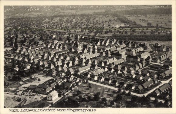 Postcard Leopoldshöhe Weil am Rhein, aerial photograph