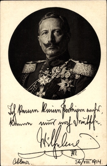 Postcard Kaiser Wilhelm II., I don't know any parties anymore, quote 1914