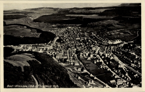 Postcard Bad Wiessee in Upper Bavaria, aerial photograph