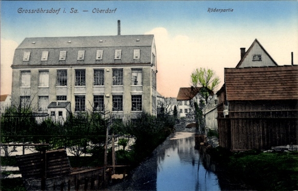 Postcard Großröhrsdorf in Saxony, Oberdorf, Röderpartie