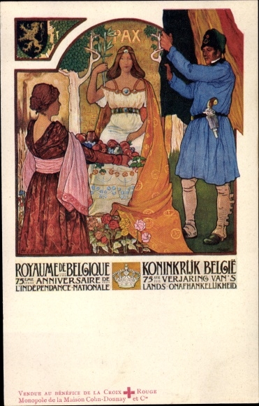 Artist Postcard Belgien, Kingdom of Belgium, 75th Anniversary of National Independence