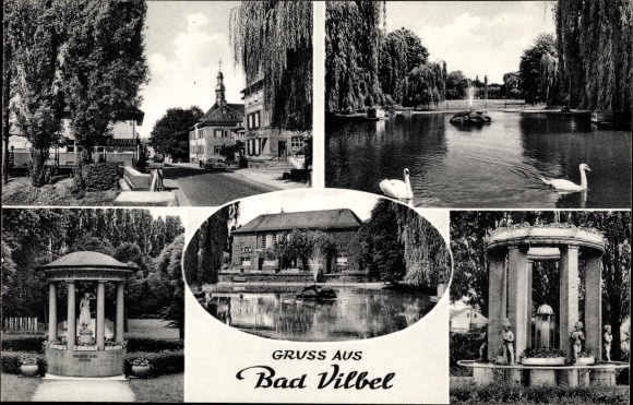 Ansichtkaart Bad Vilbel in Hessen, parkgebied, bubbels, zwanen