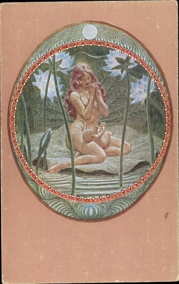 Art Nouveau artist Postcard Fidus, Christmas, multi-coloured zinc print, No. 77