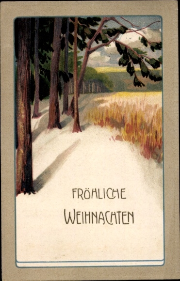 Postcard congratulations Christmas, landscape, forest