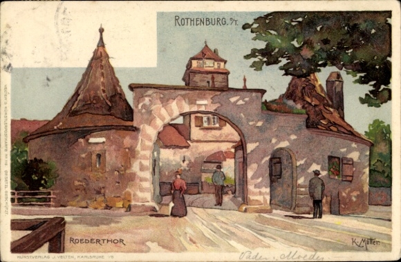 Künstler Litho Mutter, K., Rothenburg ob der Tauber, Roedertor