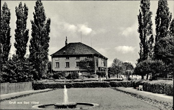 Ak Bad Vilbel in Hessen, fontein, huis