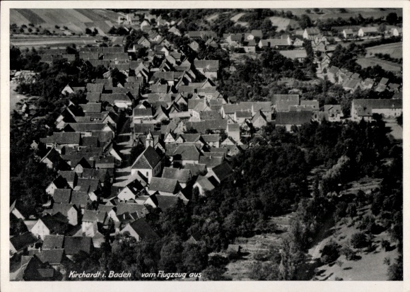 Postcard Kirchardt in Baden, aerial photograph