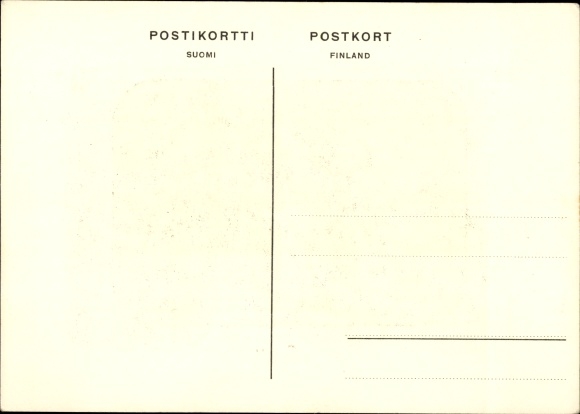 Postcard Finland, Sissi, man on skis with gun