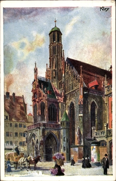 Artist PC Kley, Heinrich, Nuremberg, Bavarian Jubilee State Exhibition 1906, Frauenkirche