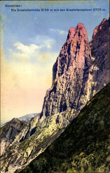 Postcard Tiers Tires South Tyrol, Dolomites, Grasleitenhütte, Grasleiten peaks