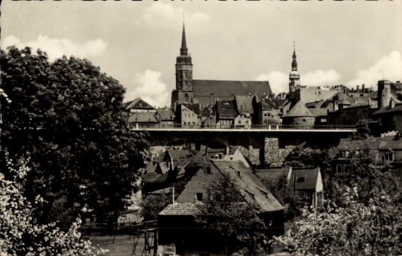 Ak Bautzen in Oberlausitz, uitzicht op de Petridom, oude stad, architectuur