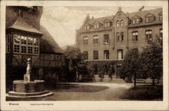 Postcard Hanseatic City of Wismar, Engineering Academy