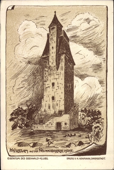 Artist PC Lautertal in the Odenwald, Kaiserturm on the Neunkirchener-Höhe