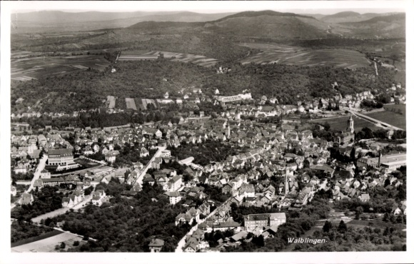 Postcard Waiblingen in Württemberg, aerial view of architecture, green landscape
