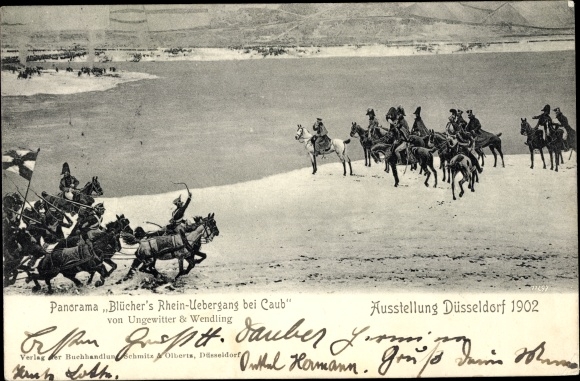 PC Düsseldorf am Rhein, exhibition 1902, Panorama Blücher&#39;s Rhine crossing at Caub