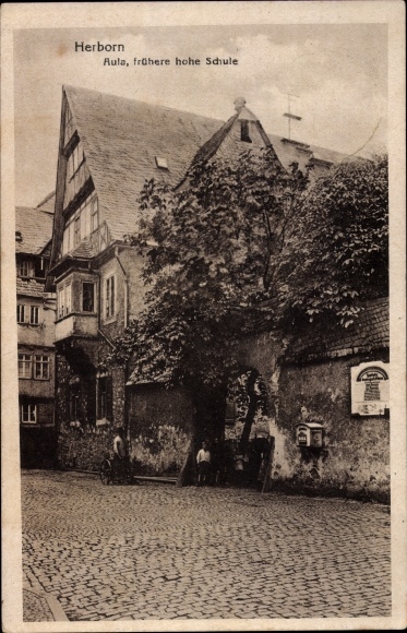 Postcard Herborn in Hessen, auditorium, former high school