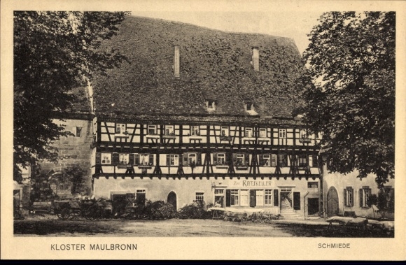 Postcard Maulbronn in the Black Forest, Monastery Ratskeller, Blacksmith