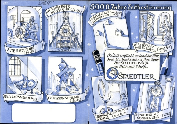 Timetable Staedler school filler, tradition, 5000 years of time determination around 1970