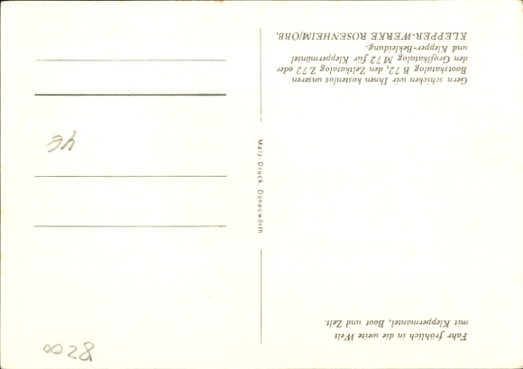 Postcard Drive happily into the wide world with Kleppermantel, boat and tent, sailboat, advertising
