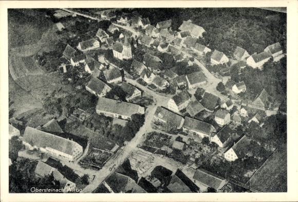 Postcard Obersteinach Ilshofen in Württemberg, aerial view of a village, many houses, streets, rural