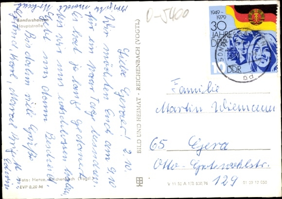 Postcard Sondershausen in the Kyffhäuserkreis Thuringia, main street